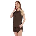 thumbnail image 4 of Inkmeso Solid 2 Pc Nightwear Set For Women Raglan Sleeves Button-Down Top & Shorts Sleepwear-52, 4 of 7