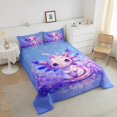 thumbnail image 4 of Erosebridal Ensembles de Couette Axolotl Mignon Format Grand, Couettes et Duvets Animaux Marins de Dessin Animé, Violet Rêveur, Réversible, 4 of 7