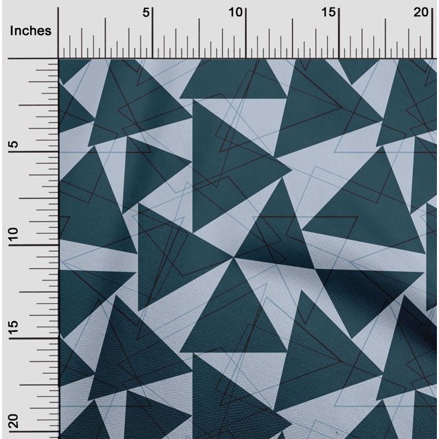 oneOone Tissu Polyester Lycra Rectangle & Triangle Imprimé Géométrique au Mètre 56 Pouces de Large