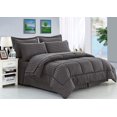 thumbnail image 1 of 8-Piece Bed-In-A-Bag Comforter - Silky Soft Stripe Design Comforter ,Bed Sheet Set ,With Double Sided Storage Pockets, King/Cal King, Gray, 1 of 3