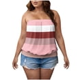 thumbnail image 1 of Posijego Women's Tube Tops Plus Size Going out Strapless Tank Top Striped Color Block Sleeveless Shirts, 1 of 6