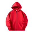 thumbnail image 1 of FAOWME Chandails à Capuche à Manches Longues pour Enfants, Unisexes, Doux, avec Poche, Rouge 2-3 Ans, 1 of 7
