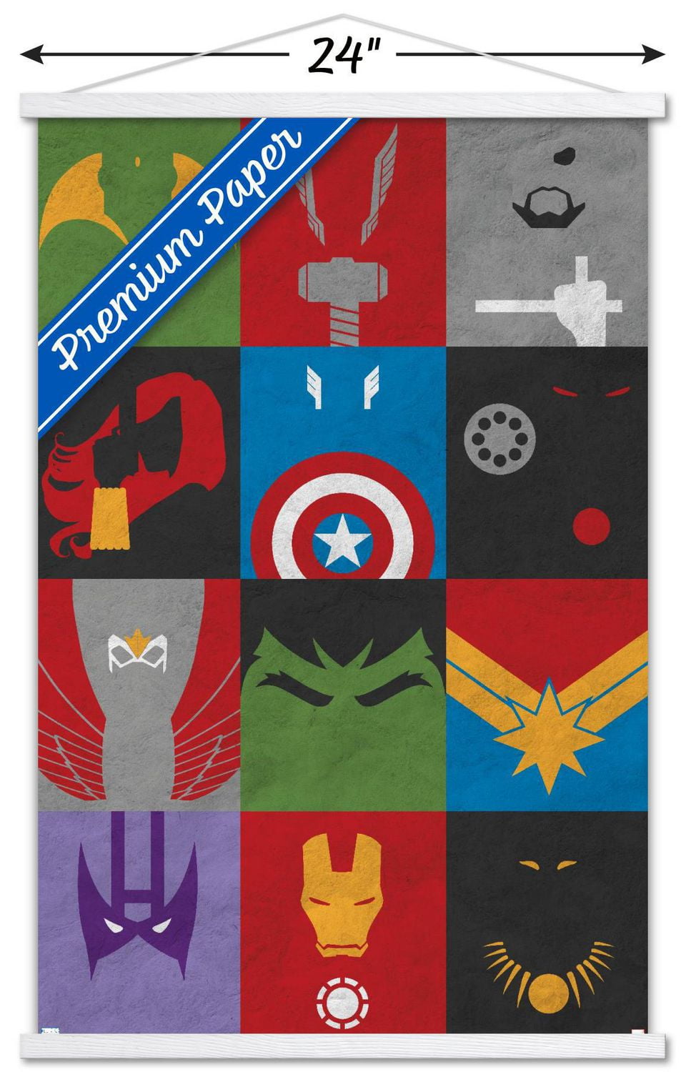 Marvel Comics - Avengers - Minimalist Grid Wall Poster with Magnetic Frame, 22.375" x 34"