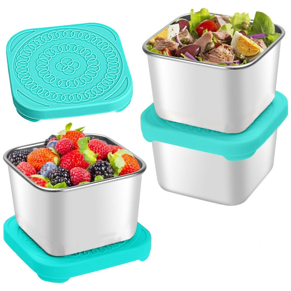 SNNROO Stainless Steel Snack Containers for Kids (6oz) - Set of 3 Kids Lunch Containers for School  Metal Food Containers with Lids  Stainless Steel Lunch Containers for Kids  Kids Snack
