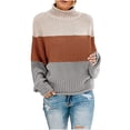 thumbnail image 2 of Frostluinai Women's Color Block Chunky Sweaters Turtleneck Long Sleeve Oversized Pullover Drop Shoulder Loose Fit Sweaters Comzy Sweaters, 2 of 6