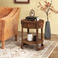 thumbnail image 4 of Gymax Table de Chevet 2 Pcs avec Tablette et Tiroir Grain de Bois Table d'Appoint Ronde pour Salon, 4 of 10