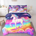thumbnail image 1 of YST 7pcs Cartoon Unicorn Comforter Set Bed in a Bag, Twin Size, 3D Rainbow Fantasy, 1 of 5