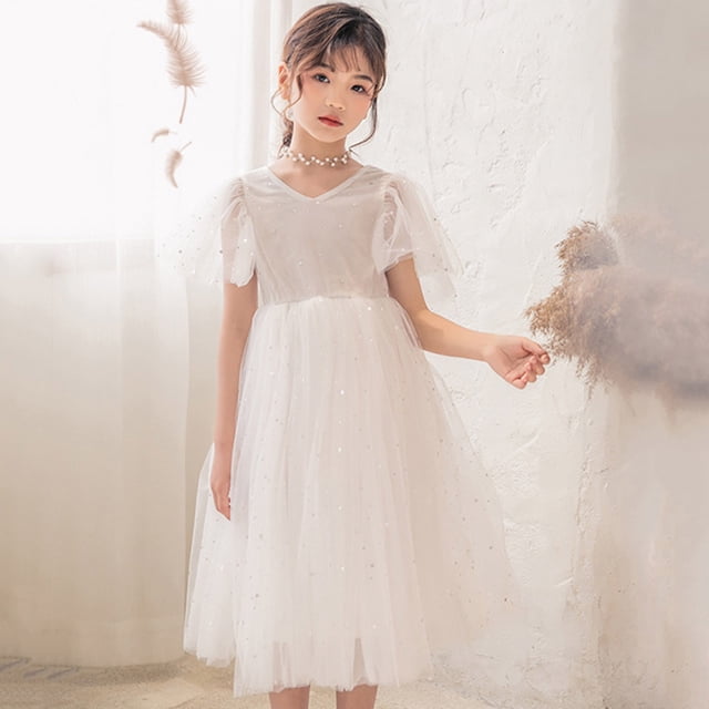 Robes pour Adolescentes Robe en Tulle à Volants Robe de Printemps pour Filles Robe d'Anniversaire pour Filles Vêtements d'Été pour Filles 13-14 Ans