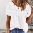 thumbnail image 4 of Styesk Hauts pour Femmes Femmes Décontracté Boho Haut Manches Courtes Été Col Rond Chemises Amples Dentelle Décontracté Blouses Unies, 4 of 8