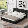 thumbnail image 3 of Euroco Upholstered Queen Size Platform Bed with Tuft Headboard, Black, 3 of 11