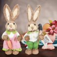 thumbnail image 3 of veasfak 1 paar Standing Straw Easter Rabbit Ornament Crafts Animal Photo Props Art Bunny A, 3 of 9
