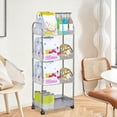 thumbnail image 4 of Four-Tier Floor Storage Rack, Multi-Layer Transparent Cabinet on Wheels, for Kitchen, Bathroom, and Living Room, Durable and Versatile Organizer, 4 of 7