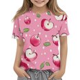 thumbnail image 2 of Zpanxa T-Shirts d'Été pour Filles Imprimé Manches Courtes T-Shirt Col Rond Tee avec Polyester Spandex 4 Ans, 2 of 7