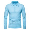 thumbnail image 1 of RXIRUCGD Men's Long Sleeved Solid Color Button Up Collar Top, Light Blue, Size: M, 1 of 8