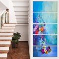 thumbnail image 1 of Little Flowers on Blue Background - Large Floral Canvas Artwork, 1 of 3