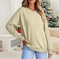 thumbnail image 2 of Chandails en Molleton Col en V pour Femmes Manches Longues Décontractées Tops Pull Oversize, 2 of 5