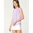 thumbnail image 4 of INSPIRE CHIC Women's Tie Neck Cap Sleeve Button Down Ruffle Summer Shirt, 4 of 6