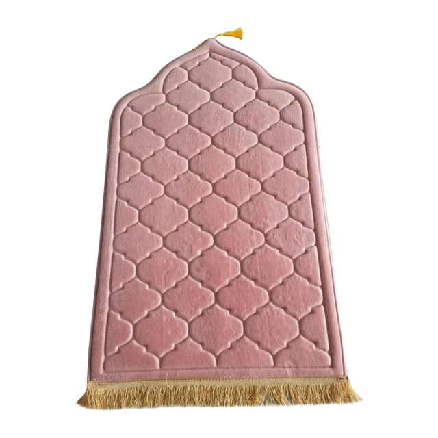 Portable Foldable Prayer Mat with Embossed Knee Design, Non-Slip Flannel Travel Rug for Home Office Mosque