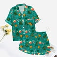 thumbnail image 4 of Pyjama pour Femmes en Satin Imprimé Graphique, Mignon, Tenue de Nuit, Boutons, Hauts à Manches Courtes, Ensembles de Shorts, 4 of 5