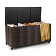 thumbnail image 1 of Outdoor Rattan Deck Box, 96 Gallon PE Wicker Patio Storage Box with Wheels and Liner - Multifunctional Storage for Patio Furniture Cushions, Garden Tools, and Pool Accessories, 1 of 4