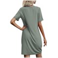 thumbnail image 4 of Pisexur Robe à Manches Courtes à Col Rond Mode Femmes Été Manches Courtes Décontractée Robe à Col Rond Confort Ample Articles pour la Maison Couleur Col en V Torsadé Polyvalente Ajustée Robe pour Femmes, 4 of 4