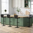 thumbnail image 3 of Walsunny Adjustable Bar Stools Set of 4 Leather Upholstered Swivel Counter Stools Counter Height Bar Stools with Large Base, Room Bar, Black, 3 of 5
