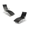 thumbnail image 2 of Patiojoy 2 Pcs Chaise Longue Pliante Rembourrée Inclinable Réglable Noire, 2 of 5