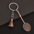thumbnail image 1 of Simulated Badminton Keychain Pendant | Silver Alloy Souvenir | Sports Lovers Gift | Durable 8x3cm Accessory | Novelty Racket & Shuttlecock Design | 1 Piece, 1 of 8
