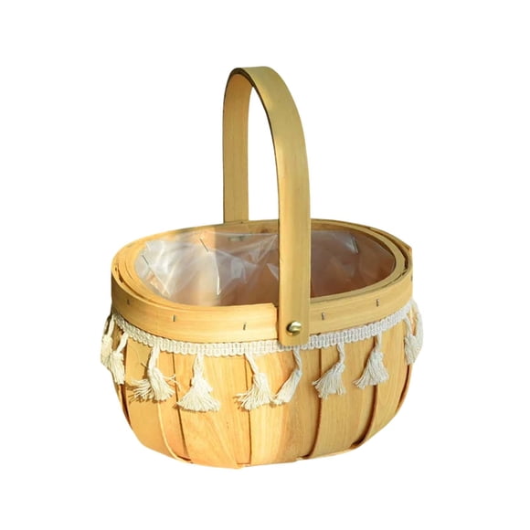 Handwoven Rattan Storage with Carrying Handle for Picnic Garden Organizing and Home