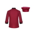 thumbnail image 2 of Aislor Unisex Chef Coat Men's Long Sleeve Chef Jacket with Chef Hat Restaurant Kitchen Cooking Chef Top Uniform Burgundy 3XL, 2 of 7