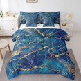 thumbnail image 1 of YST Marble 7 Pcs Comforter Set, Geometric Sheet Set Bed In A Bag Twin Size, Golden Stone Pattern Duvet Set Turquoise Quilt Set For Men Women Abstract Trippy Blue Sheets, 1 of 5