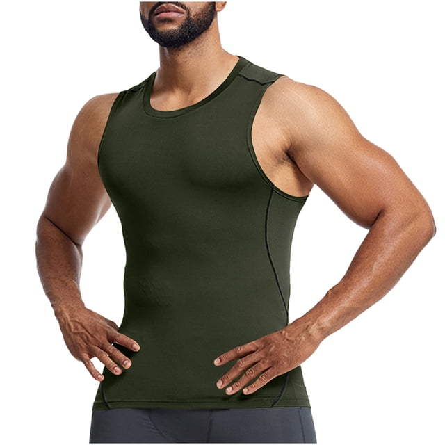 Yuyuzo Workout Tank Tops for Men Round Neck Slim Fitted Quick Drying Sleeveless Athletic Muscle T Shirts