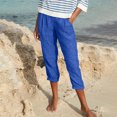 thumbnail image 1 of CFLVAEK Women Imitation Denim Capri Pant with Pocket Loose Fit Solid Ruched Beach Pant Moisture Wicking Straight Pedal Pushers Lightweight Mid Rise Ladies Going Out Pants, 1 of 8