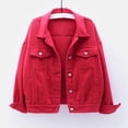 thumbnail image 4 of Hontri Vestes en Denim pour Femmes Grande Taille en Solde, Veste en Denim Colorée pour Femmes Grande Taille Courte Ample Haut Violet,Rouge,Bleu,Bleu Foncé, 4 of 5