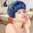 thumbnail image 1 of EGNMCR Reversible Silk Satin Cap For Sleeping, Adaptable Button Silk Satin Hair Cap, Fashionable Double Layer Hair Cap sleeping cap, 1 of 6