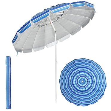 Costway Parasol de Plage 8 Pi Extérieur Inclinable Pare-Soleil Ancre de Sable avec Sac de Transport