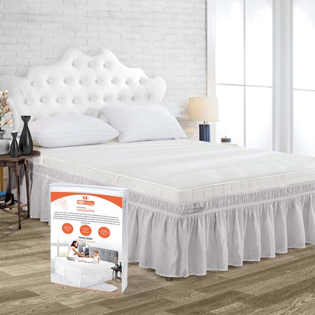 SGI Bedding 18 Inch Wrap Around Bed Skirt | Microfiber Bed Skirt | Fade Resistant, Wrinkle Free, Anti-static, Decorative, Extra Storage Space, Clutter-Free | King, Light Gray