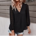 thumbnail image 4 of CEHVOM Women's Fashion Summer Solid Color V-Neck Long Sleeve Chiffon TopS, 4 of 6