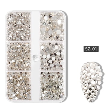 EGNMCR Press on Nails Boxed Nail Art Rhinestone Jewelry Flat Rhinestone Heavenly Light Nail Jewelry Nail rhinestones