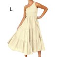 thumbnail image 4 of Robe Longue Femme Décontractée Plissée Midi Fête Danse Plage Vacances Bureau Mode Été Abricot L, 4 of 7