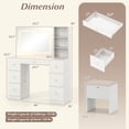 thumbnail image 3 of Costway Vanity Desk with Mirror & Lights Makeup Table with Power Outlets & 7 Drawers, 3 of 10