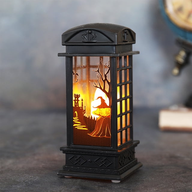 YIMWNYI Halloween Mini Lantern – Battery Operated LED Lantern for Home Décor, Portable Decorative Lantern for Table Centerpieces, Indoor & Outdoor Use, Hanging Light for Halloween Decorations