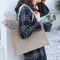 thumbnail image 3 of 2Pcs Tote Bag Large Capacity Storage Organizer Waterproof Vintage Gift Bag Linen Beach Shopping Handbag for Outing, 3 of 10