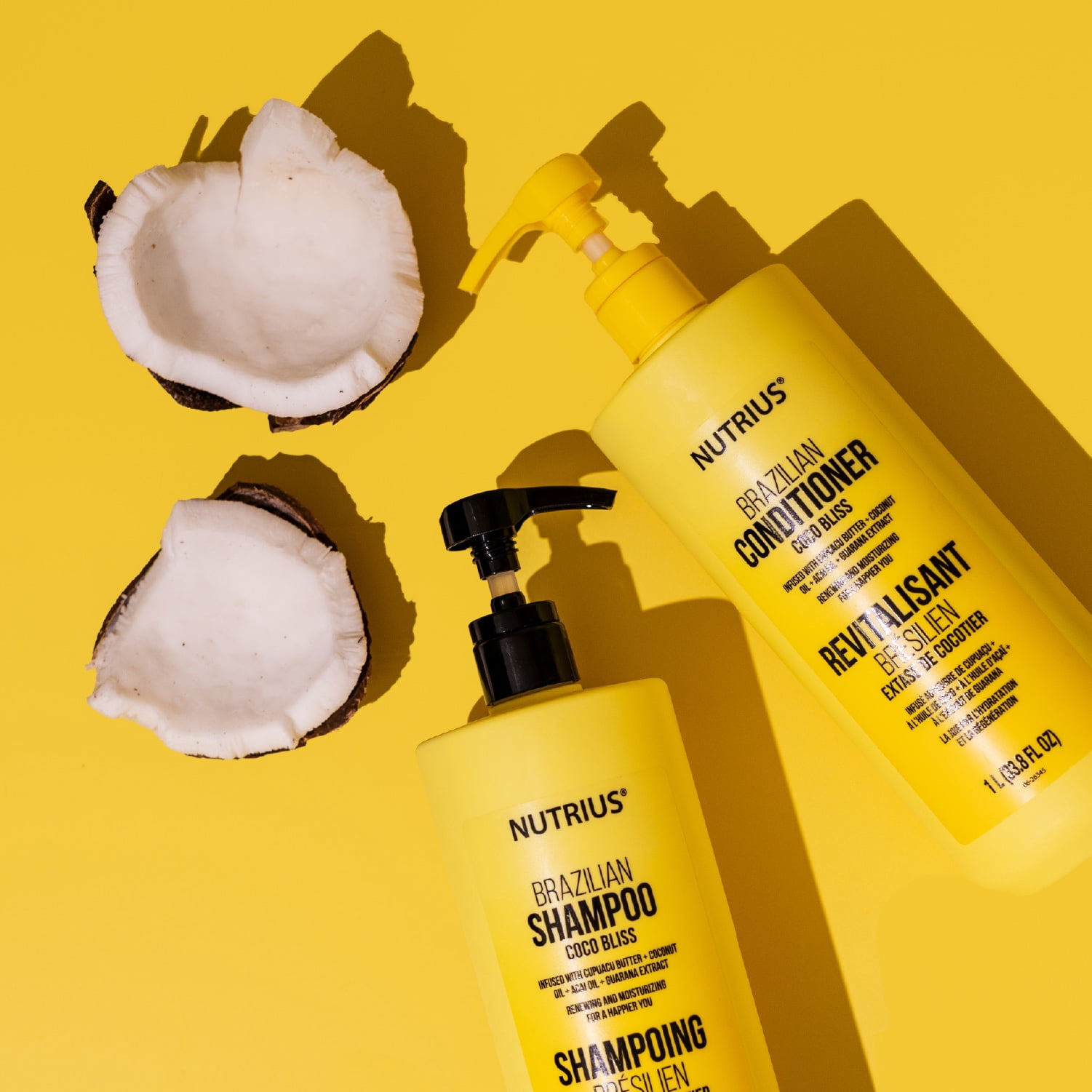 NUTRIUS Renewing and Moisturizing Brazilian Conditioner with Cupuacu Butter, Acai Oil, Coconut Oil, and Guarana Extract. 1Lt