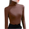 thumbnail image 1 of Besolor Womens Turtleneck Long Sleeve Tops Slim Fitted Basic Shirts Plus Size Solid Color Going out Tees Tights, 1 of 3