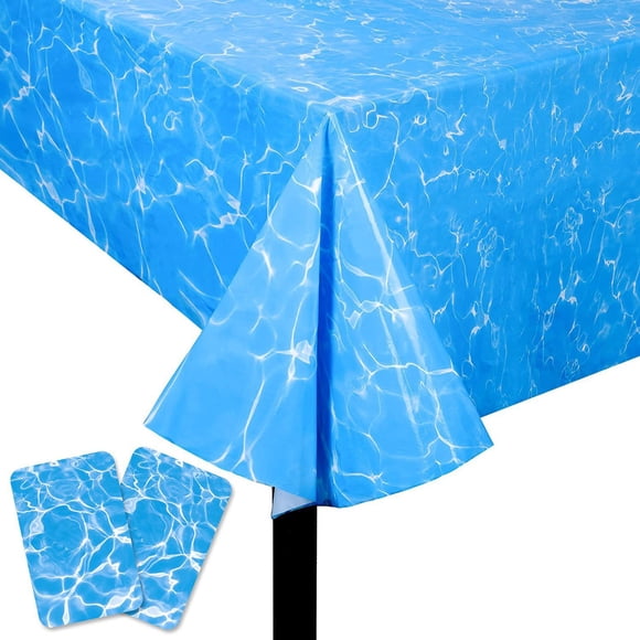 Birdeem Nappe Jetable à Thème Océan Bleu, Nappe Rectangulaire en Plastique pour Fête d'Anniversaire, Thème Plage pour Baby Shower, 54 x 108 Pouces.