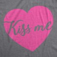 thumbnail image 2 of Womens Kiss Me Script Heart Cute \Relationship Flirting T shirt for Ladies (Dark Heather Grey) - M, 2 of 4