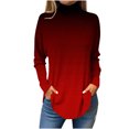 thumbnail image 1 of FAIWAD Women's Turtleneck Long Sleeve Tops Basic Layering Irregular U Hem Soft Underwear Tunic Tops, 1 of 4