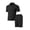 Black, variant on Men Solid Color Casual Fashion Short Sleeve Lapel Shorts Two-piece