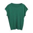 thumbnail image 3 of LLYWEY Girls Ribbed Sweaters , Casual Loose Cap Sleeve Round Neck Pullover Tops Fall Shirts, Green, XL, 3 of 3